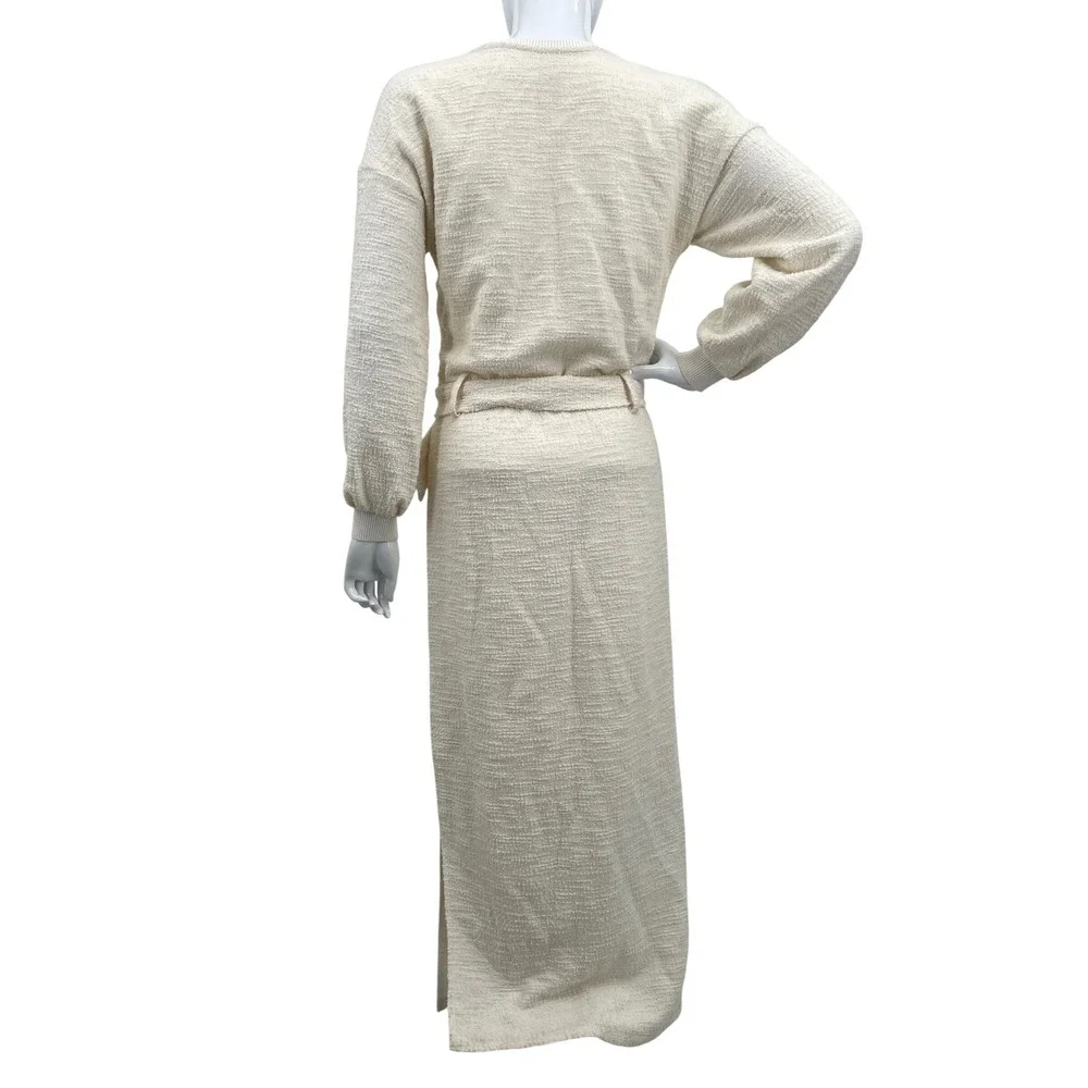 DOLAN Jacqueline Terrycloth Maxi Dress Belted Cream Size‎ S Petite
